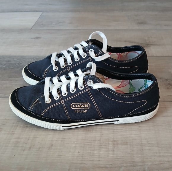 Coach Elen Canvas Sneakers in Black, Size 8M - Picture 1 of 5